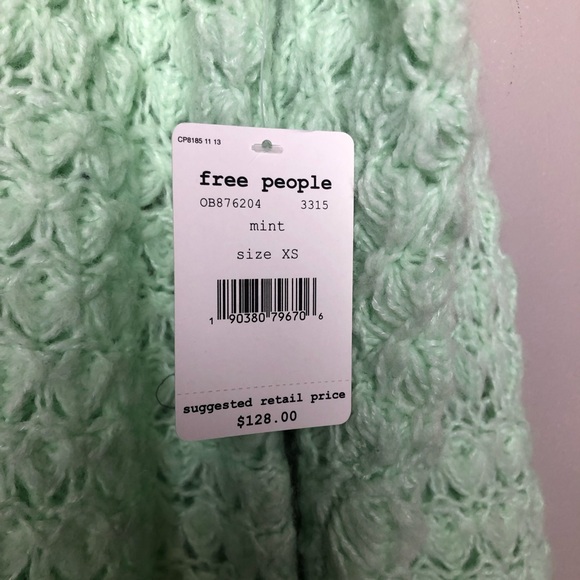 NWT Free People open knit mint spring sweater - Picture 6 of 8